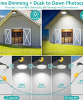 Dusk To Dawn Outdoor Wall Pack Light With Photocell Sensor, showcasing day-night lighting transition, barn setting.