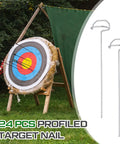 24 Pack 6 Inch Archery Target Pins With Loop Handle Built Tough Stainless Steel Ground Stakes For Thick Foam Targets Outdoors