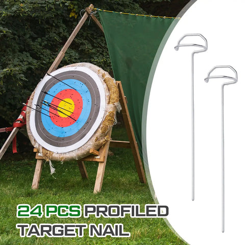24 Pack 6 Inch Archery Target Pins With Loop Handle Built Tough Stainless Steel Ground Stakes For Thick Foam Targets Outdoors