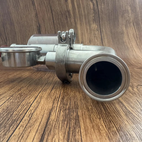 Geife 1.5-inch tri-clamp spunding valve with TC diaphragm gauge in SS304 stainless steel, adjustable pressure release