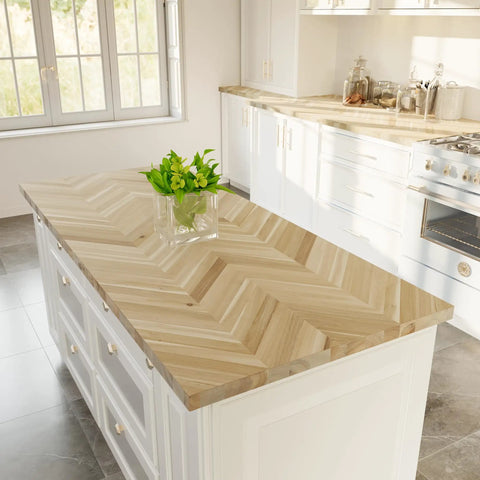 Built Tough Hella Sturdy Chevron Butcher Block Countertop 72 By 25 By 1.5 Inches Unfinished Acacia Solid Wood Table Top for desk and kitchen island.