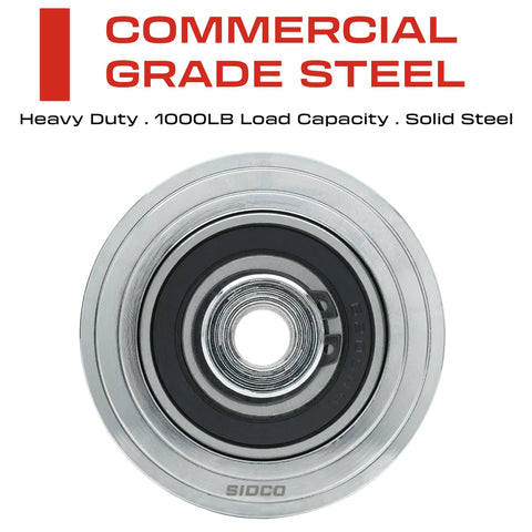 3 Inch V Groove Wheel for Sliding Gates Solid Steel Heavy Duty 1000 Lb Load Capacity with One Half Inch Bore