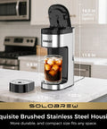 Single Serve Coffee Maker For K Cup And Ground Coffee, 3 Brew Sizes With Strong Brew And Over Ice, 14 Oz Removable Water Reservoir