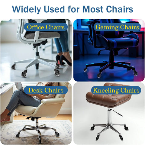 10x22mm Transparent 3 Inch Office Chair Casters Set Of 5 For Hardwood Floors Replacement Wheels installed on various chairs
