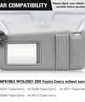 Left Driver Side Sun Visor Replacement For Camry Without Sunroof 2007 2008 2009 2010 2011 Gray Durable Sun Visor Display