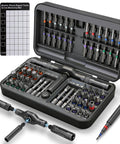 68 In 1 Magnetic Ratchet Screwdriver Set With T Handle And S2 Steel Bits For Home DIY And Daily Repairs in open case