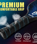 Close-up of a Lightweight USAPA Approved Pickleball Paddles Set grip showing ventilation and sweat absorption features.