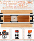 47.2 Inch Router Sled For Flattening Slabs, 3 Axis Adjustable, shown with compatible router models on wooden surface