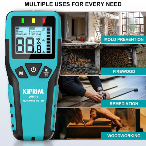 Pinless Moisture Meter For Home DIY Non Destructive Wood Floor Walls And Concrete Moisture Tester With Four Modes WM01