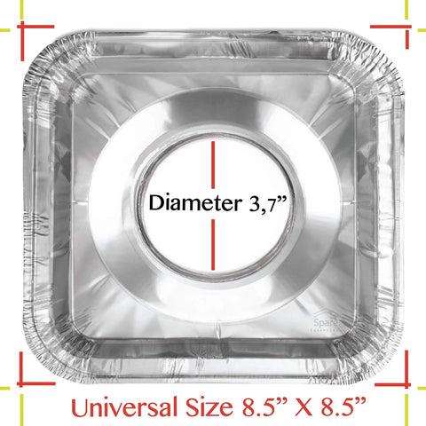 50 Pack Disposable Gas Burner Liners For No Scrub Cleanup And Easy Stove Upkeep Aluminum Foil Square Covers eight point five inch