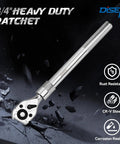 Three Quarter Inch Extendable Drive Ratchet With Twenty Four Tooth Gear And Fifteen Degree Sweep Quick Release Reversible Ratcheting With Reinforced Steel Heavy Duty Build showing in detailed view