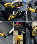 Cordless Electric Ratchet Wrench Set Workhorse For Auto Repair And Diy Projects Three Eighths Inch 40 Ft Lbs Torque 230 RPM used in various tasks.