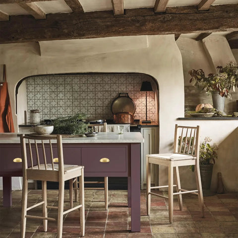 Rustic kitchen with 2-Pack Solid Brass Cup Cabinet Pulls in Brushed Brass Finish on island drawers