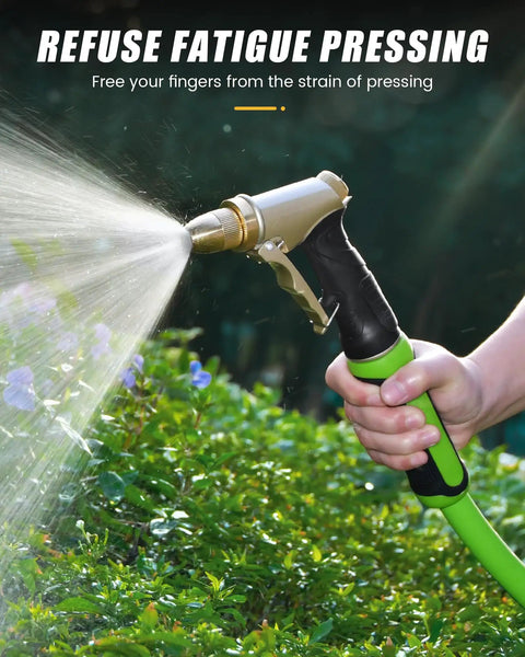 Heavy Duty Metal Garden Hose Nozzle With High Pressure And Adjustable Spray Patterns in use watering plants.