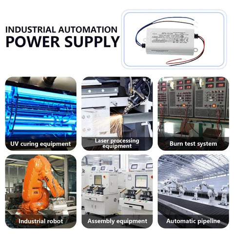 Plug And Play 24 Volt Dc Industrial Power Supply providing 12 Watt output shown powering various automation systems.