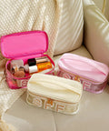 Clear SPF 50 Makeup Bag With Metal Zipper For Sunscreen And Travel Essentials Transparent Letter Patch Cosmetic Organizer
