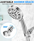 10 Mode Handheld Shower Head Set With Bangin High Pressure Flow 59 Inch Stainless Steel Hose Adjustable Brass Bracket All Chrome Finish