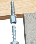 100 Piece Heavy Duty Zinc Steel Concrete Anchors, 3/8 Inch Threaded Rod With 1/4 Inch Diameter And 1-1/2 Inch Length securing wood to concrete.