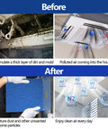 Comparison showing before and after effects of Reusable Air Filter 20x30 For HVAC And RV Cut To Fit With High Airflow MERV 6 Replacement For Furnace And Air Conditioner Washable 20x30x0.5 Inch Actual Size Keeps Dust Pollen And Allergens Out While Maximizing Airflow as it clears dirty air in HVAC system.