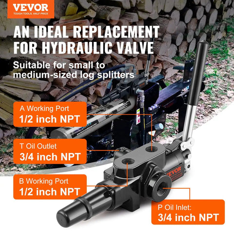1 Spool Hydraulic Log Splitter Valve With 25 GPM Flow And 3626 PSI, Joystick Directional Control Valve for log splitters