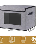 Durable Fabric Storage Baskets With Lids And Handles, Clear Front Window For Easy Visibility, 13 By 9.1 By 7.9 Inch Closet Organizer