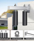 Six Inch Slide Gate Guide Roller with Adjustable UHMW Nylon Guider and Heavy Duty Steel Bracket Black Powder Coat installed outdoors