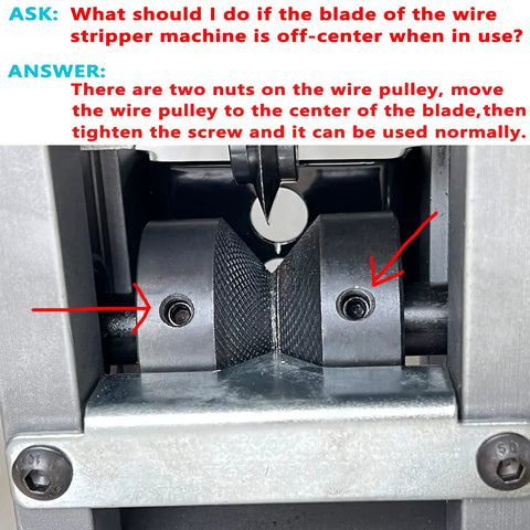 Close-up of Heavy Duty Wire Stripping Machine for Scrap Copper Wiring showing blade adjustment with manual crank
