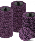 15 Pc Abrasive Strip Discs For Paint Removal Stripping And Polishing With Dense Uniform Fiber And Standard Hub Integrated Construction stacked in purple fiber.