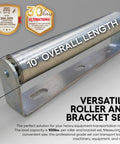 Tough 10 Inch Roller Bracket Set Galvanized Steel 1.5 Inch Diameter for transporting heavy loads smoothly.