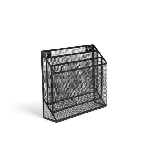 Wire Mesh File Organizer Three Compartment Matte Black Vertical Desk Sorter For Papers Folders And Mail On Point Sturdy