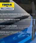 Rear Windshield Wiper Blade 12 Inch OEM Replacement With Interchangeable Adapter for all-season performance shown on car
