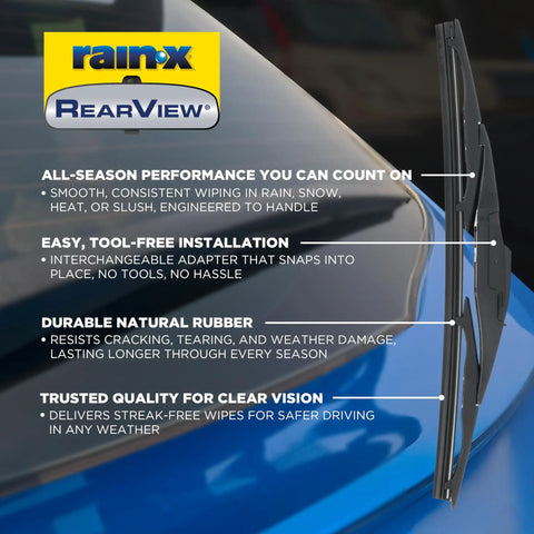 Rear Windshield Wiper Blade 12 Inch OEM Replacement With Interchangeable Adapter for all-season performance shown on car