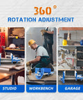 Heavy Duty 7 Inch Quick Release Workbench Vise Rock Solid Ductile Iron Build in studio, workbench, and garage settings.