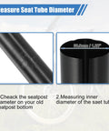 Illustration showing dimensions of Seat Post Reducer Sleeve Adapter 30.9mm To 31.6mm For Bikes Aluminum Alloy Black