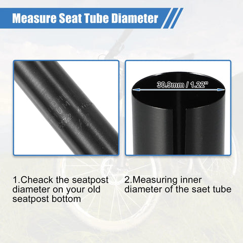 Illustration showing dimensions of Seat Post Reducer Sleeve Adapter 30.9mm To 31.6mm For Bikes Aluminum Alloy Black
