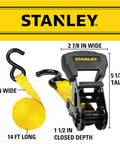 Heavy Duty 1 Inch By 14 Foot Ratchet Tie Down Straps With 3,000 Pound Break Strength And 1,000 Pound Safe Working Load