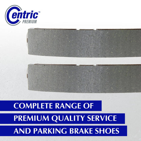 Centric Premium rear drum brake shoe set, pair with gray friction material for 2009–2013 Chevrolet Silverado and GMC Sierra 1500.