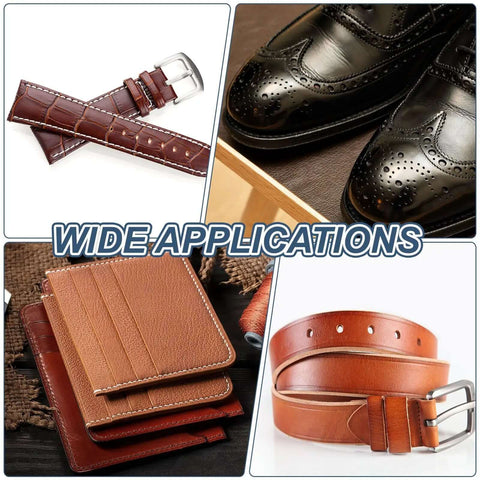 Various leather items showing applications of the Leather Hole Punch 25mm Hollow Round Puncher Cutter Carbon Steel Pro Grade Tool.