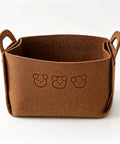 Hardcore Foldable Felt Storage Basket With Dual Handles Slick Collapsible Fabric Bin Organizer For Shelves Closet Laundry Keeps Your Crib Lookin Fresh Hassle Free Game Changer For Toys Nursery Bedroom Office In Brown with bear design.