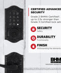 No Sweat Keyless Entry Touchpad Electronic Deadbolt Door Lock With Rock Solid Grade 2 Certified Security And Slick Capetown Finish close-up view.