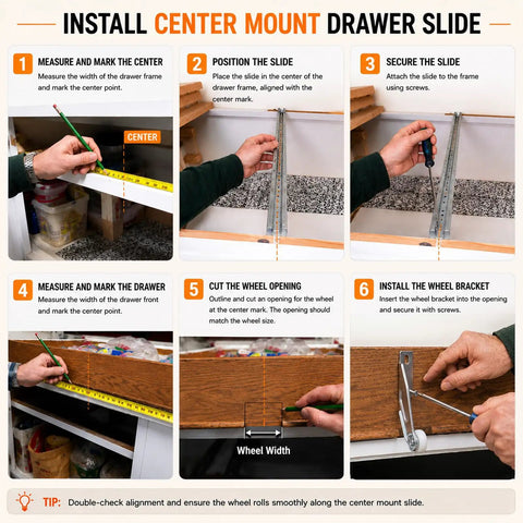 Step-by-step guide to install 5 Pack Drawer Track Rollers Right Hand Replacement Guides For Dressers And Cabinets