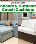 Indoor and outdoor couch cushions showcasing Heavy Duty Hook And Loop Strips Keep Sofa Cushions Locked Where They Go Extra Wide Non Slip Tape.