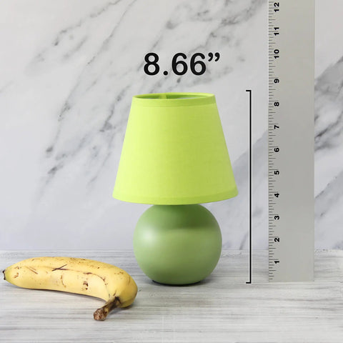 Yellow Mini Ceramic Globe Table Lamp With Matching Fabric Shade, Cozy Dorm Vibe Or Living Room Accent Light, 8.66 Inch Tall, 5.51 Inch Shade Diameter, Uses One 40W Equivalent E12 Bulb Not Included