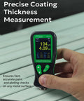 Coating Thickness Gauge CM-218 Pro Grade Paint Depth Meter For Cars And Industry, 0.01 Mil Resolution, 0-51 Mil Range, Auto Ferrous And Non Ferrous Substrate Detection Fe/Al hand-held on metal surface