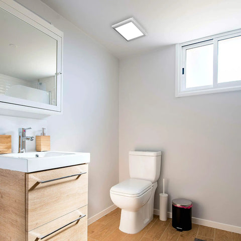 Dual Speed Bathroom Exhaust Fan With Dimmable LED Light And Humidity Sensor, Smart Moisture Activated Vent installed