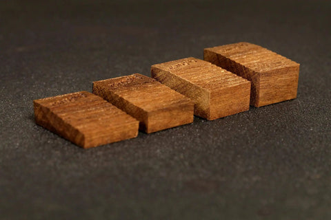 Hella Solid Floating Tremolo Setup Blocks For Quick Guitar Tuning And Deck Leveling Zero Hassle, four mahogany wedges.