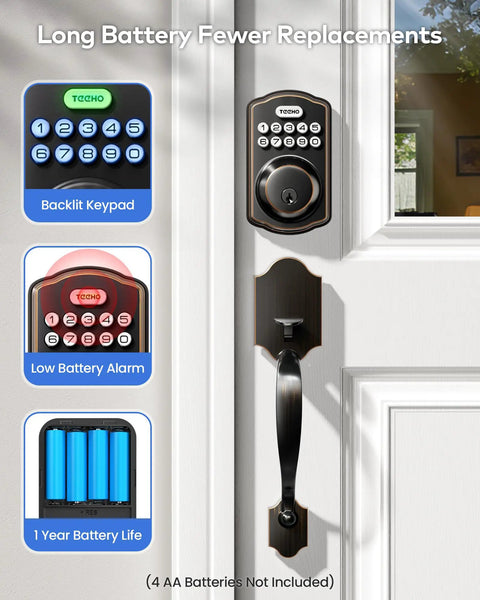 Slick Keyless Entry Door Lockset For Front Door Featuring Wireless Keypad Access Oil Rubbed Bronze Finish No Sweat Install Heavy Duty Security Handleset