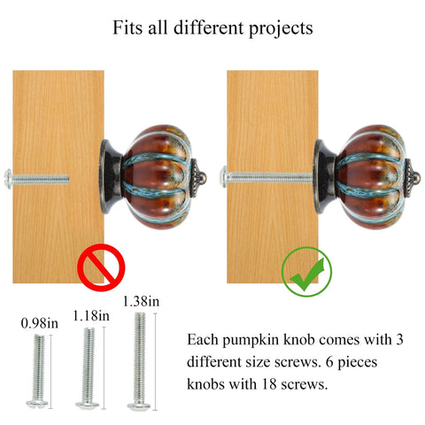 Six Pack Glazed Ceramic Pumpkin Cabinet Knobs In Blue Vintage Style Door Pull Handles For Cabinets Drawers Closets And Cupboards