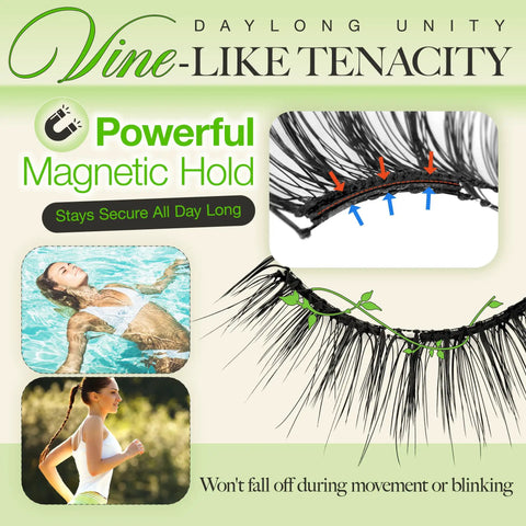 Magnetic Eyelashes Kit With Reusable Soft Lashes And Applicator No Glue Needed Windproof Waterproof, close-up and usage illustrations