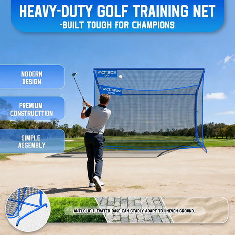 Heavy Duty Golf Hitting Net 10x7ft With Extra Striking Net For Backyard Practice Indoor Outdoor Use Sturdy Metal Frame Cage